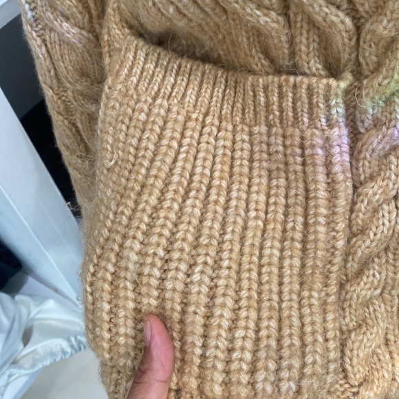 Loft Cable Knit Tan Boyfriend Oversize Sweater Size L - Picture 5 of 7